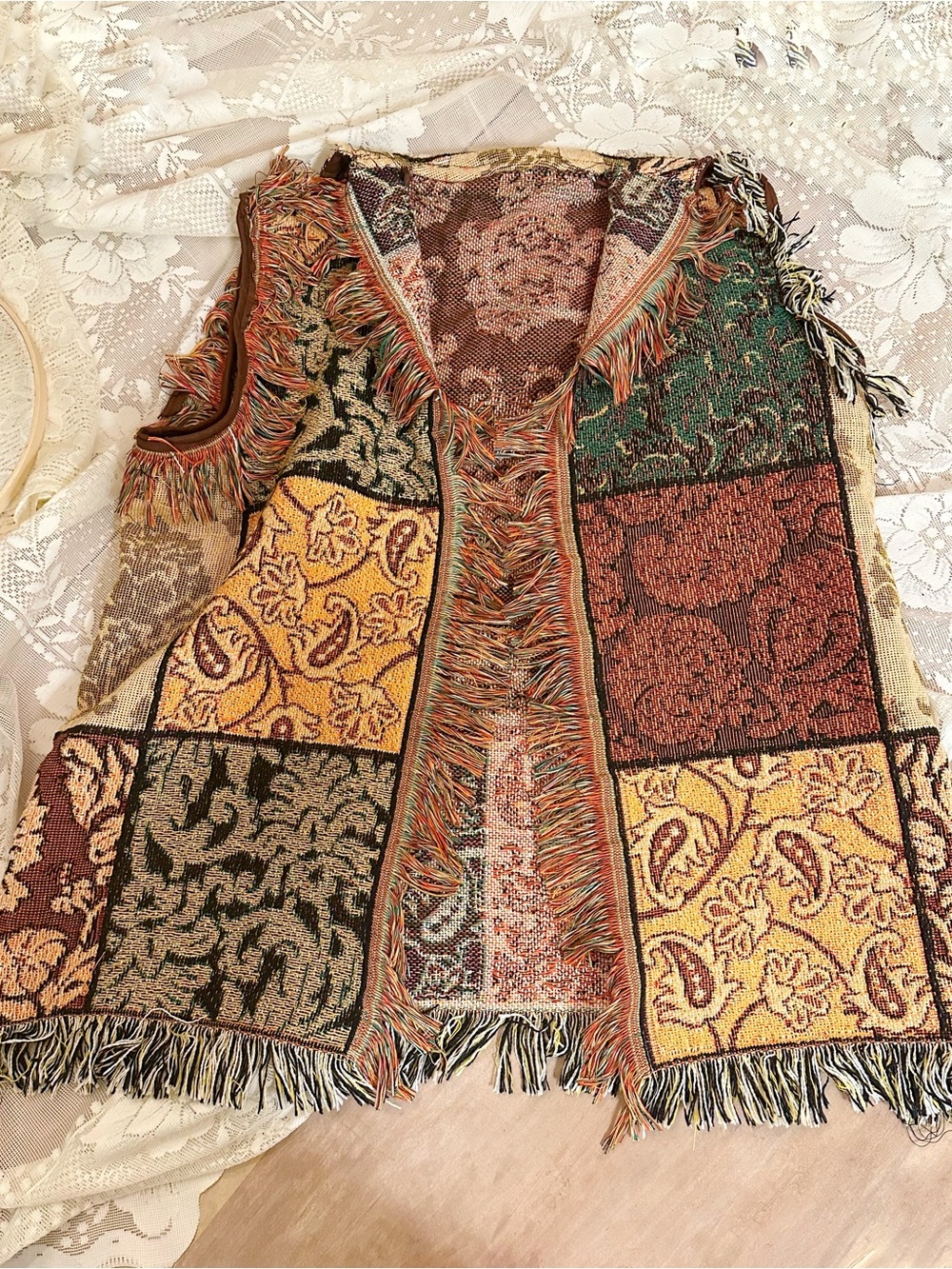Handmade Patchwork Fringe Boho Vest